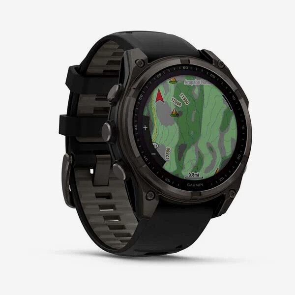 [19359] 가민 Fenix 8 51mm, Solar, GPS 프리미엄 태양광 충전 아웃도어 스마트워치, Carbon Gray Silicone Band