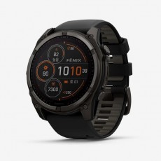 [19359] 가민 Fenix 8 51mm, Solar, GPS 프리미엄 태양광 충전 아웃도어 스마트워치, Carbon Gray Silicone Band