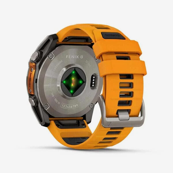 [19939] 가민 Fenix 8 51mm, AMOLED, GPS 프리미엄 아웃도어 스마트워치, Orange Silicone Band