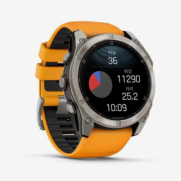 [19939] 가민 Fenix 8 51mm, AMOLED, GPS 프리미엄 아웃도어 스마트워치, Orange Silicone Band