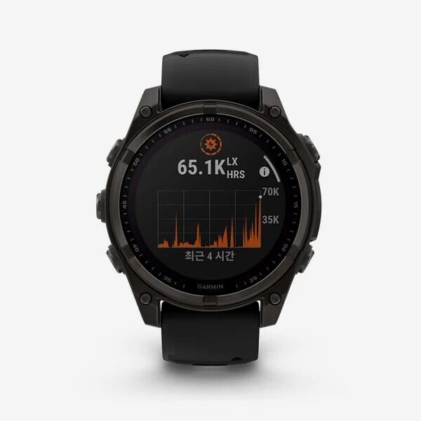 [20905] 가민 Fenix 8 47mm, Solar, GPS 프리미엄 태양광 충전 아웃도어 스마트워치, Carbon Gray Silicone Band