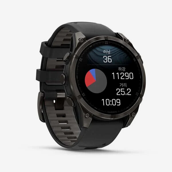 [20907] 가민 Fenix 8 47mm, AMOLED, GPS 프리미엄 아웃도어 스마트워치, Carbon Grey Silicone Band