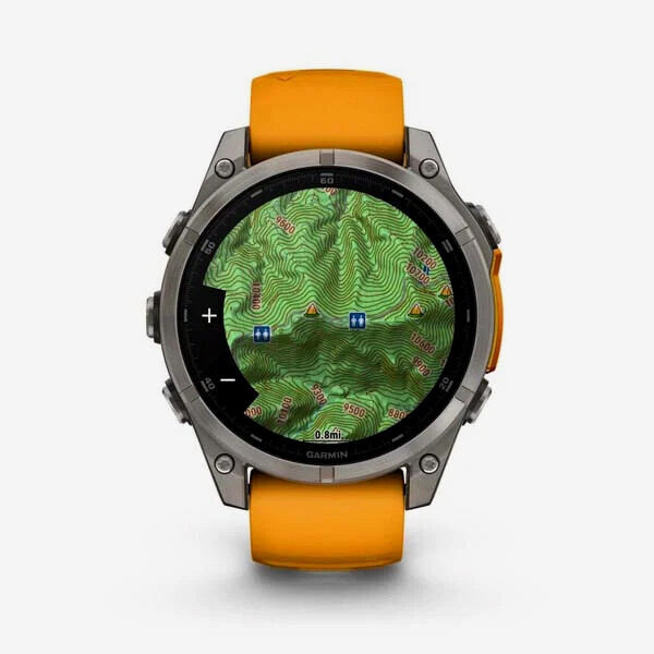 [20908] 가민 Fenix 8 47mm, AMOLED, GPS 프리미엄 아웃도어 스마트워치, Orange Silicone Band