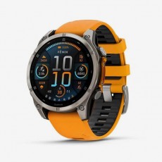 [20908] 가민 Fenix 8 47mm, AMOLED, GPS 프리미엄 아웃도어 스마트워치, Orange Silicone Band