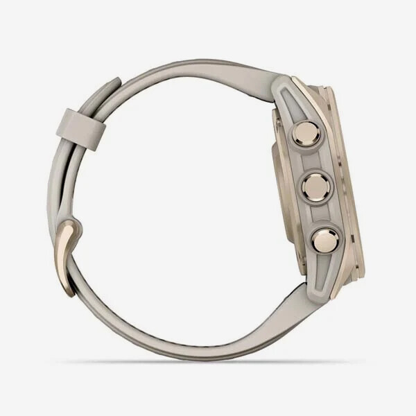[20909] 가민 Fenix 8 43mm, AMOLED, GPS 프리미엄 아웃도어 스마트워치, Soft Gold Silicone Band