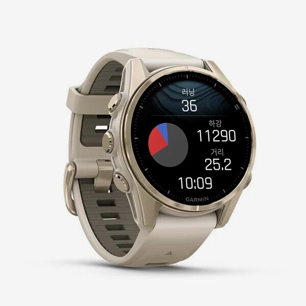[20909] 가민 Fenix 8 43mm, AMOLED, GPS 프리미엄 아웃도어 스마트워치, Soft Gold Silicone Band