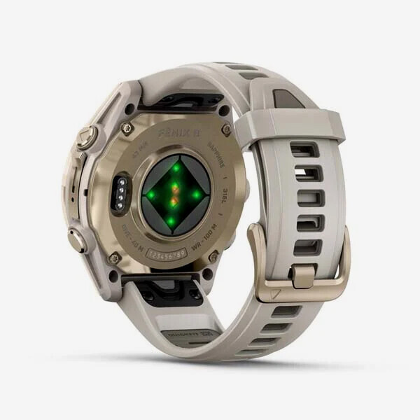 [20909] 가민 Fenix 8 43mm, AMOLED, GPS 프리미엄 아웃도어 스마트워치, Soft Gold Silicone Band
