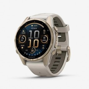 [20909] 가민 Fenix 8 43mm, AMOLED, GPS 프리미엄 아웃도어 스마트워치, Soft Gold Silicone Band