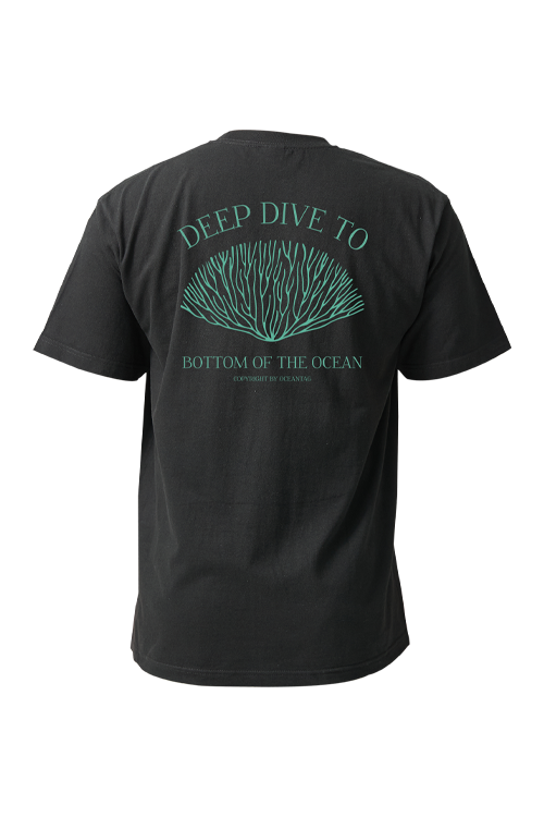 [21819] 오션테그 14수 반팔 티셔츠 코튼 숏 슬리브 블랙 Coral reef Green