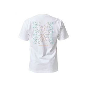 [21820] 오션테그 14수 반팔 티셔츠 코튼 숏 슬리브 화이트 Coral Orange-Green