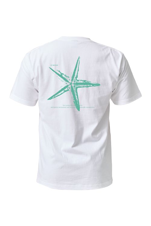 [21822] 오션테그 14수 반팔 티셔츠 코튼 숏 슬리브 화이트 Starfish Green