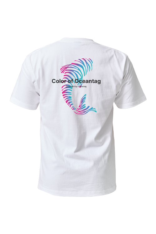 [21824] 오션테그 14수 반팔 티셔츠 코튼 숏 슬리브 화이트 Pink Fish