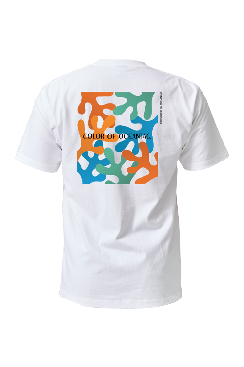 [21830] 오션테그 14수 반팔 티셔츠 코튼 숏 슬리브 화이트 Colored Coral