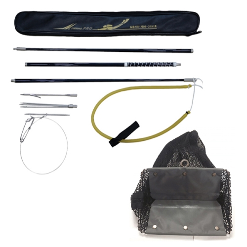[14819] 강화카본 3단 폴건 + 기능성 고급 채집망 세트 (외촉, 삼지촉, 꿰미 포함)